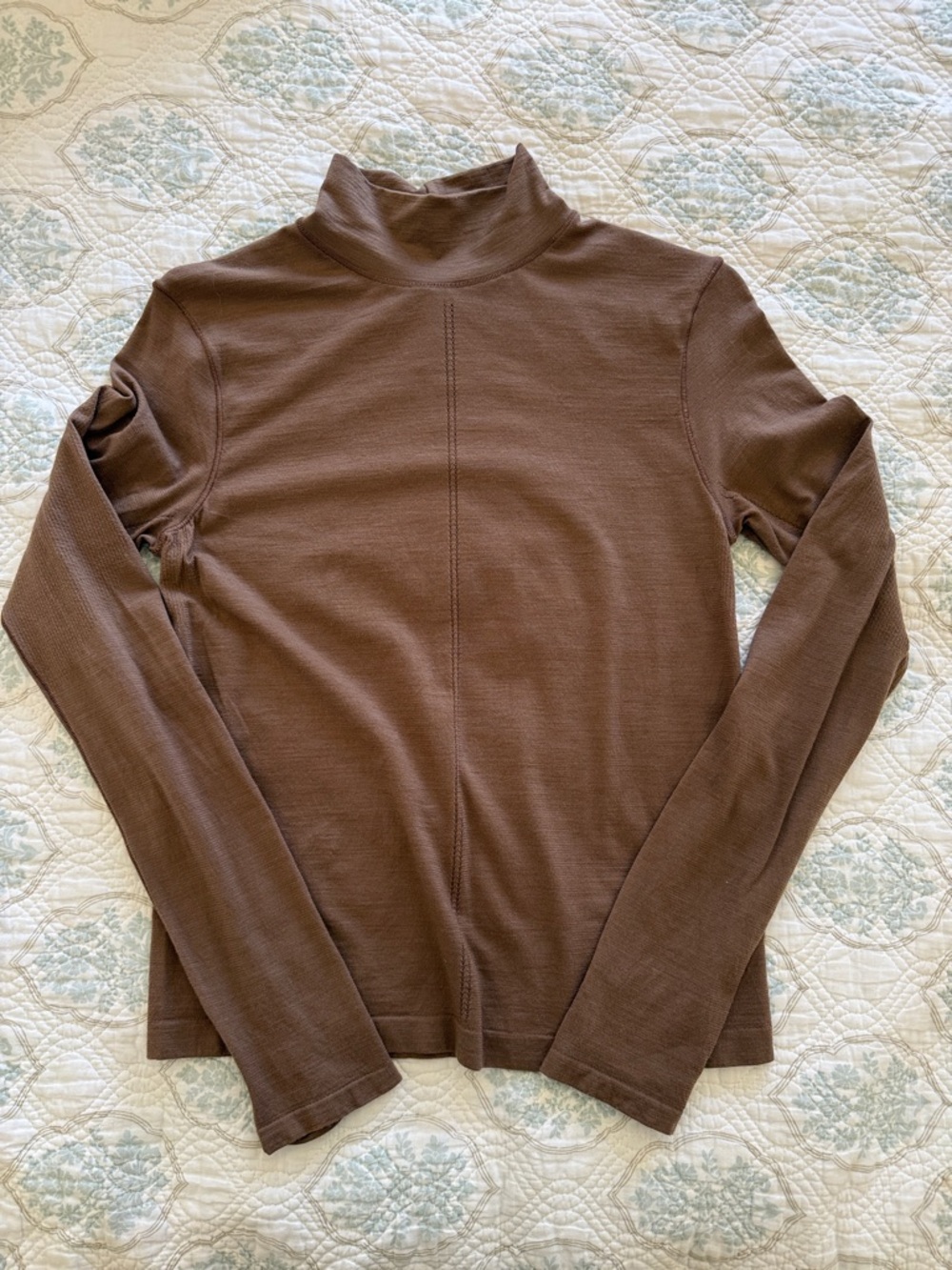 Athleta Lightweight Brown Long Sleeve Mock Neck Top